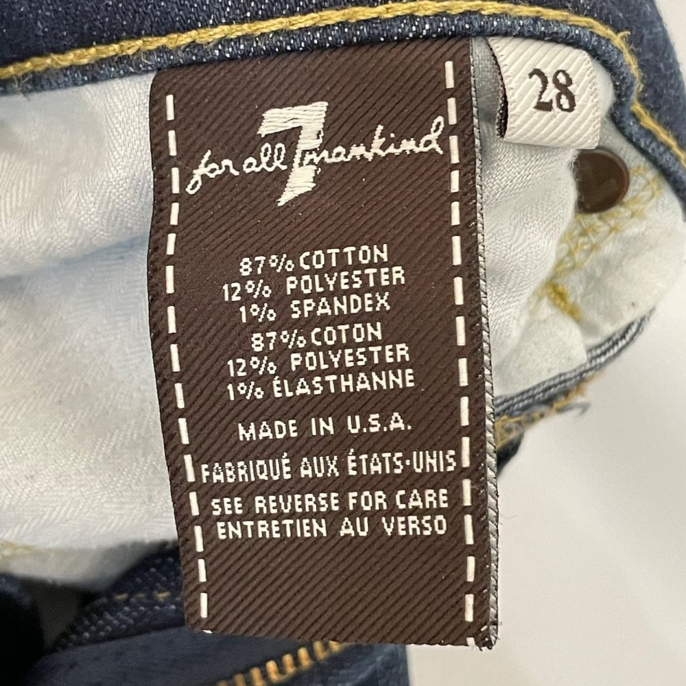 7 For All Mankind Womens Size 28 Bootcut Denim Jeans Dark Wash Low Rise USA Made - Picture 10 of 16